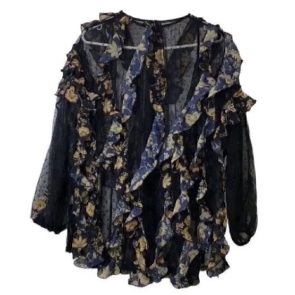 Free People Oversized Ruffle Floral Print Tunic
Top (Size Small) - Picture 3 of 5